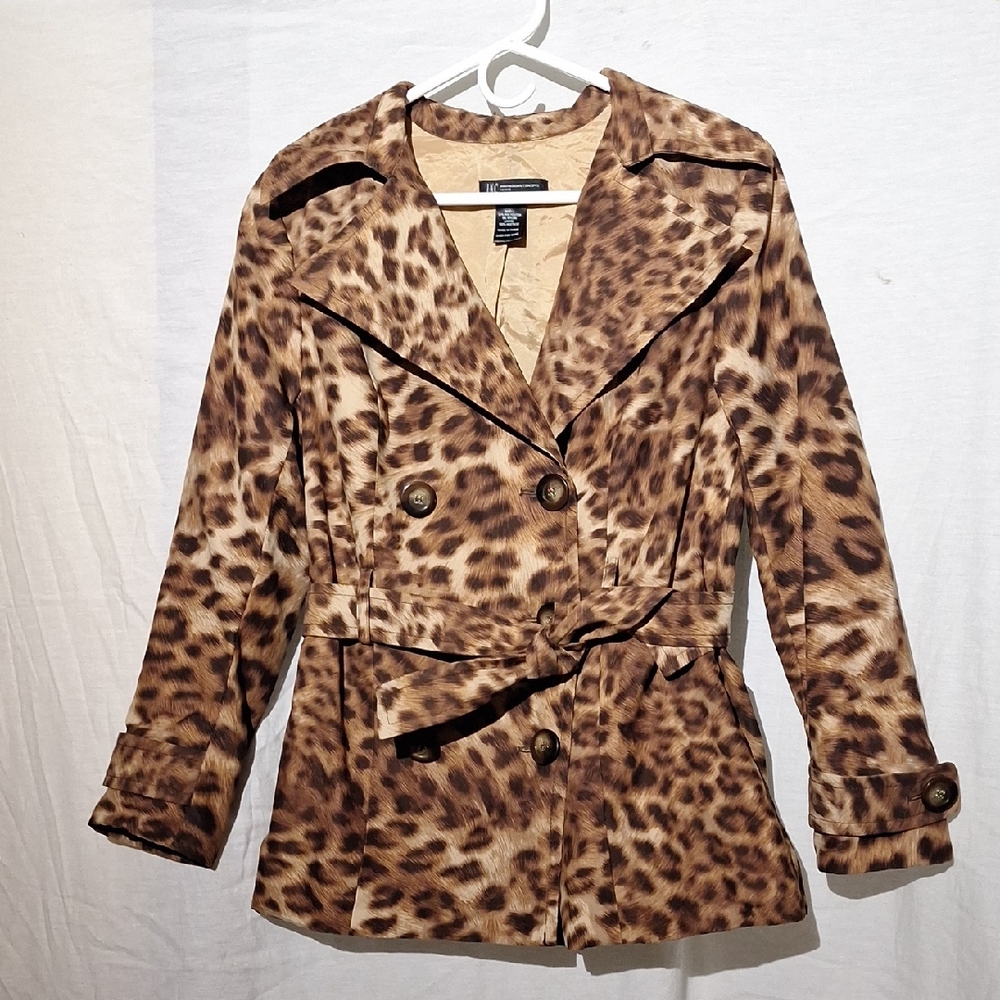 INC Animal Print Trench Coat, Short With Belt Sz 4, NWOT